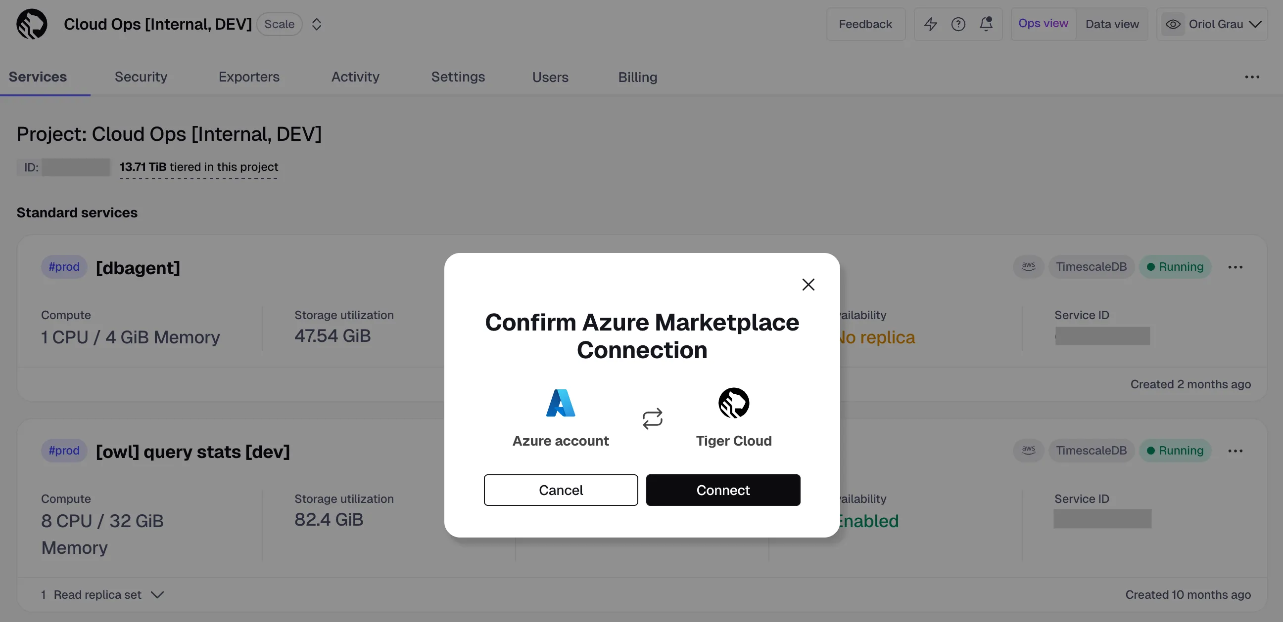 Azure marketplace Tiger Cloud integration