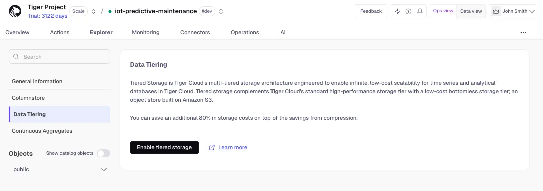 Enabling enhanced storage in Tiger Console